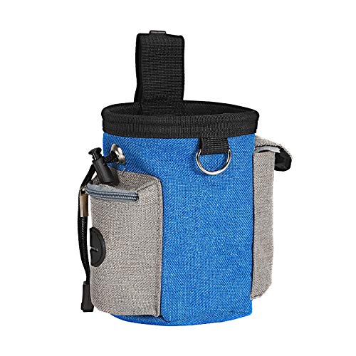 KINGBOO Leckerli-Tasche für Hunde, mit integriertem Kotbeutelspender, verstellbarer Bund, Hüfttasche für Reisen, Outdoor, Spaziergänge, Dunkelblau von KINGBOO