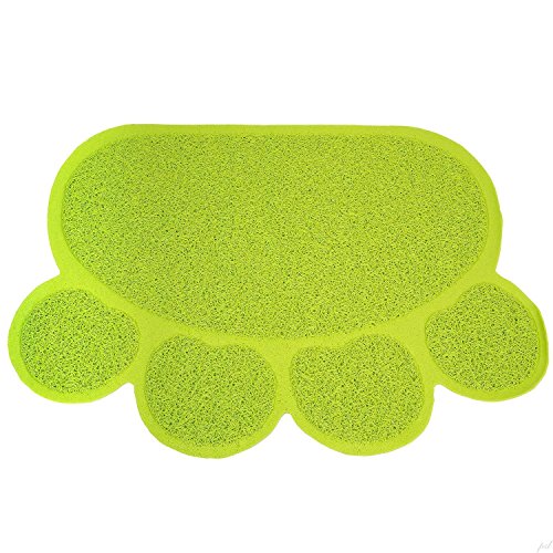 Haustier Katzenstreu Box Mat,KINGCOO Wasserdichte Elastische PVC Paw Shaped Katzentoilette Vorleger Wurf Trapper Decke Mat Für Katzen Hund,45 x 60CM (Grün) von KINGCOO