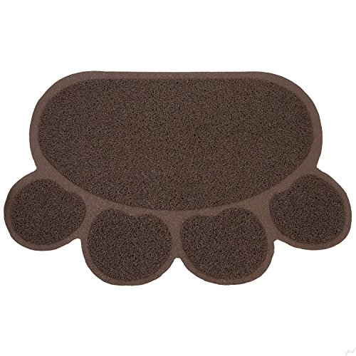 Haustier Katzenstreu Box Mat,KINGCOO Wasserdichte Elastische PVC Paw Shaped Katzentoilette Vorleger Wurf Trapper Decke Mat Für Katzen Hund,45 x 60CM (Kaffee) von KINGCOO