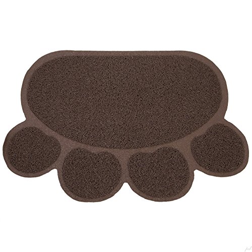 KINGCOO Haustier Katzenstreu Box Mat, wasserdichte Elastische PVC Paw Shaped Katzentoilette Vorleger Wurf Trapper Decke Mat Für Katzen Hund,45 x 60CM (Kaffee) von KINGCOO