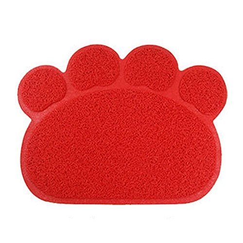 Hunde Vorleger Matte Pad,KINGCOO Katzentoilette Matratze Haustier-Tischset Platzmatte Tischmatte für Hunde Katzen,30X40CM Kleine Elastische PVC Pfote Desig (Rot) von KINGCOO