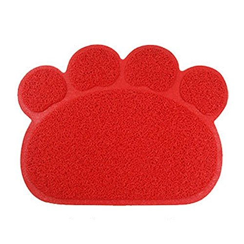 KINGCOO Hunde Vorleger Matte Pad, Katzentoilette Matratze Haustier-Tischset Platzmatte Tischmatte für Hunde Katzen,30X40CM Kleine Elastische PVC Pfote Desig (Rot) von KINGCOO