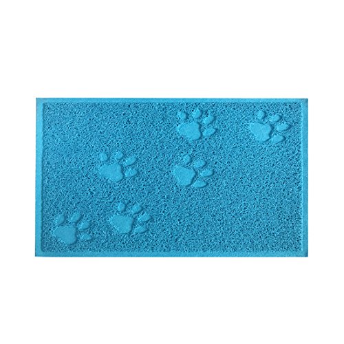 Katze Wurfkiste katzenstreu Matte,KINGCOO wasserdichte Katzentoilette Wurf Matte Fänger Trapper Tisch Lebensmittel Matte für Hund Katze,PVC 30 x 40 cm (Hellblau) von KINGCOO