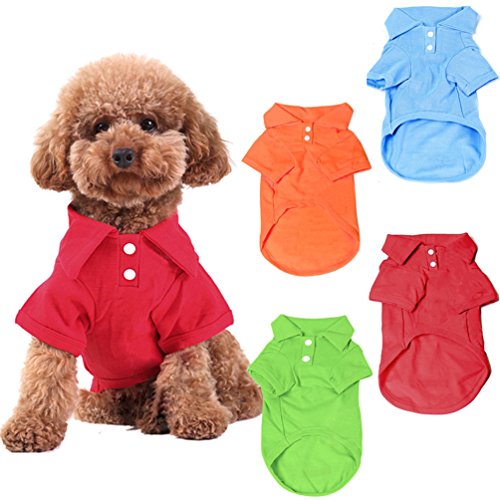 KINGMAS® 4-teiliges Poloshirt für Hunde und Welpen, für Kleidung, Mantel, Oberteil, empfohlen eine Größe größer (XS) von KINGMAS