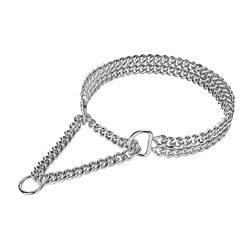 Silberfarbenes Hundehalsband, Edelstahl, silberfarben, verstellbar, Metall, kubanische Gliederung, kaufest, zweireihig, für große, kleine, mittelgroße Hunde Silberfarbenes Hundehalsband, Edelstahl, silberfarben, verstellbar, Metall, kubanische Gliederung, kaufest, zweireihig, für große, kleine, mittelgroße Hunde von KINGOLDOGS