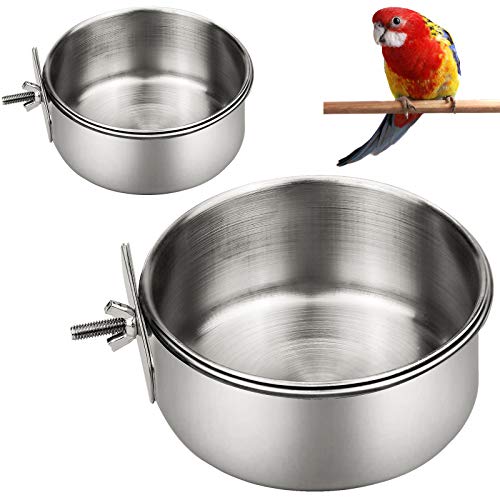 2 STK Vogelnapf Edelstahl, Vogel Fütterung Näpfe, Futternapf Wellensittich, Futter Schüssel Fütterungsbecher Futterschale für Vogel Papageien Vogelhaus Wasser Futter(12cm x 5cm, 10cm x 4.5cm) von KINGOZOYI