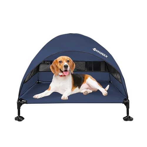 KINGROCK Erhöhtes Hundebett für den Außenbereich mit Baldachin, tragbares erhöhtes Hundebett mit stabilen Anti-Rutsch-Füßen, erhöhtes Haustierbett, breiterer Schatten, Haustierbett für große Hunde KINGROCK Erhöhtes Hundebett für den Außenbereich mit Baldachin, tragbares erhöhtes Hundebett mit stabilen Anti-Rutsch-Füßen, erhöhtes Haustierbett, breiterer Schatten, Haustierbett für große Hunde von KINGROCK
