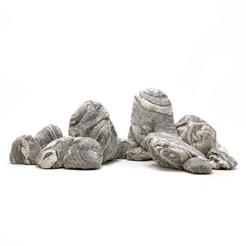 KINGRUI Natürliche Aquariensteine, Seiryu-Bergstein, Deko-Steine für Aquarien und Terrarien, Naturgrau (40lb) von KINGRUI