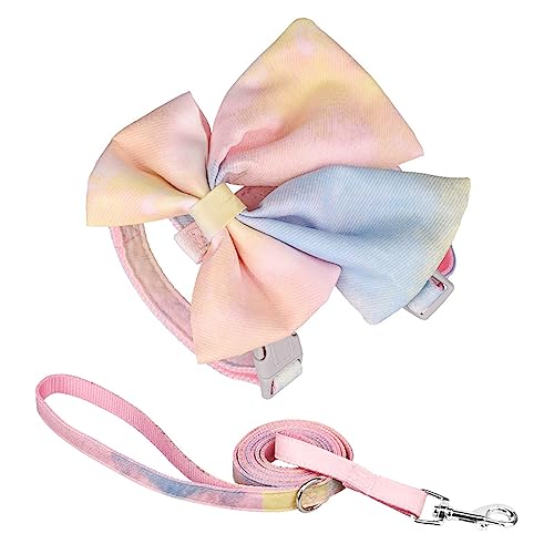 KINLYBO 2 stücke Haustiere Brustgeschirre Einstellbare Reflektierende Bowknot Gurt mit Griff Seil für Welpen Hunde Katzen Gelb S von KINLYBO