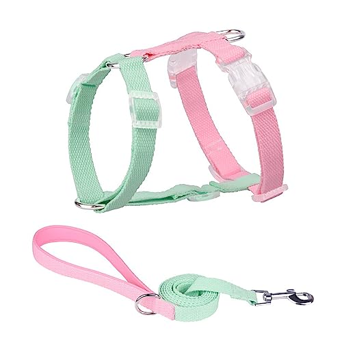 KINLYBO 2pcs Pets Chest Harnesses Set Adjustable Neck for Cats with Pull Rope GreenPink M von KINLYBO