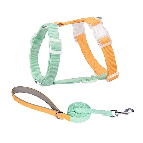 KINLYBO 2pcs Pets Chest Harnesses Set Adjustable Neck for Cats with Pull Rope GreenYellow S KINLYBO 2pcs Pets Chest Harnesses Set Adjustable Neck for Cats with Pull Rope GreenYellow S von KINLYBO
