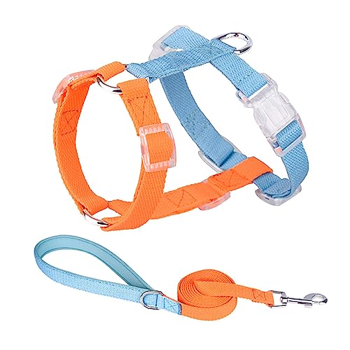 KINLYBO 2pcs Pets Chest Harnesses Set Adjustable Neck for Cats with Pull Rope OrangeBlue M von KINLYBO