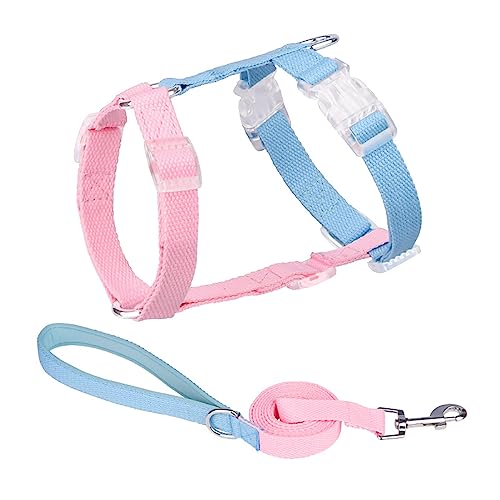 KINLYBO 2pcs Pets Chest Harnesses Set Adjustable Neck for Cats with Pull Rope PinkBlue M KINLYBO 2pcs Pets Chest Harnesses Set Adjustable Neck for Cats with Pull Rope PinkBlue M von KINLYBO