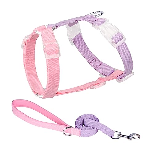 KINLYBO 2pcs Pets Chest Harnesses Set Adjustable Neck for Cats with Pull Rope PinkPurple M von KINLYBO