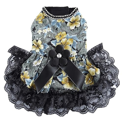 KINLYBO Haustier-Hundekleid, Blumenwelpen, Tutu, Röcke für Hochzeit, Party, Brithday-Kostüm, LF23, Blau, Größe S von KINLYBO