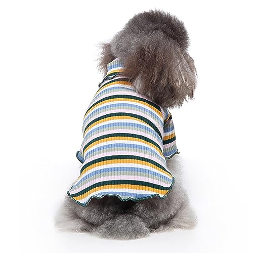 KINLYBO Haustier-Kostüm, bunt, gestreift, hoher Halsausschnitt, Sweatshirts für Welpen, Hunde, Grün, Größe M von KINLYBO