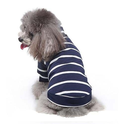 KINLYBO Haustier-Kostüm, bunt gestreift, hoher Halsausschnitt, Pullover für Welpen, Hunde, blau gestreift, Größe M von KINLYBO