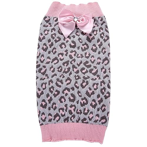 KINLYBO Haustier-Pullover für den Winter, warm, Leopardenmuster, legere Strickwaren für kleine und große Hunde, Katzen, Rosa, Größe XXL von KINLYBO