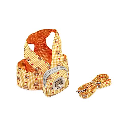 KINLYBO Haustier-Rucksack, verstellbar, Cartoon-Snack-Aufbewahrungsgeschirr mit Griff, für kleine Hunde, Katzen, Orange, M von KINLYBO