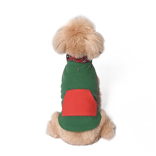 KINLYBO Haustier Weihnachtskleidung Sweatshirts Xmas Warme Weste Mantel für kleine Hunde Katzen Grün M von KINLYBO