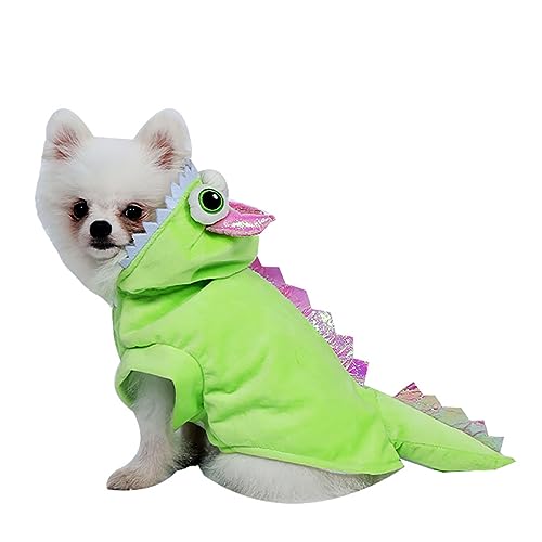 KINLYBO Haustiere Hund Dinosaurier Kostüm Cosplay Hoodie Outfits für kleine Hunde Katzen Grün S von KINLYBO