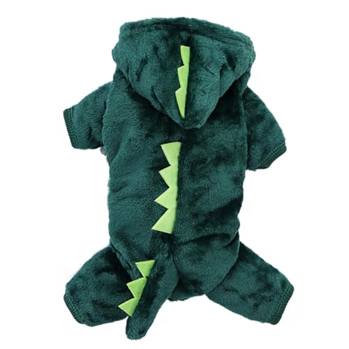 KINLYBO Haustierkostüm Dinosaurier Cartoon Winter Warme Kleidung für Samll Mittlere Hunde Katzen Hoodies Grün S von KINLYBO