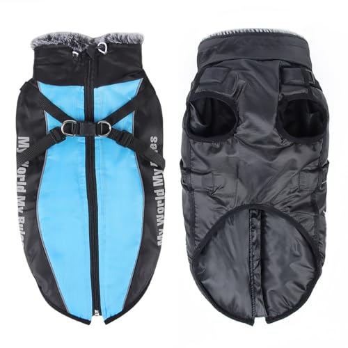 KINLYBO Haustiermantel, warme Jacken, reflektierend, winddicht, Schneeanzug, Sport-Outfits für mittelgroße und große Hunde, mit Geschirrloch, Himmelblau, Größe 3XL KINLYBO Haustiermantel, warme Jacken, reflektierend, winddicht, Schneeanzug, Sport-Outfits für mittelgroße und große Hunde, mit Geschirrloch, Himmelblau, Größe 3XL von KINLYBO