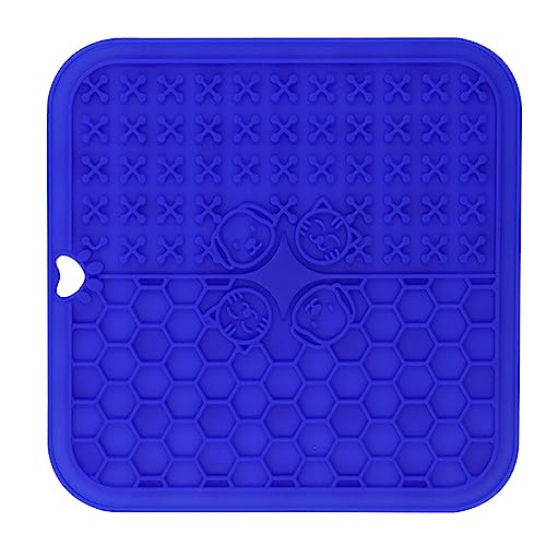 KINLYBO Hunde Leckmatten Slow Feeder Pads mit rutschfestem Silikonnapf für Haustier Welpen Katzen Dunkelblau -2q von KINLYBO