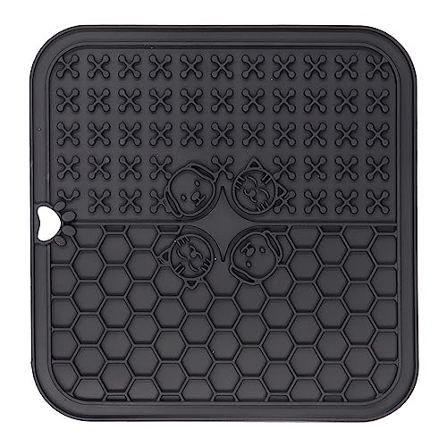 KINLYBO Hunde Leckmatten Slow Feeder Pads mit rutschfestem Silikonnapf für Haustier Welpen Katzen Schwarz-2q von KINLYBO