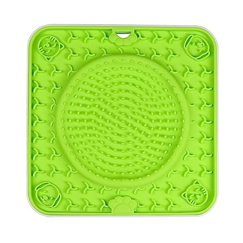 KINLYBO Hunde Leckmatten Slow Feeder Pads mit rutschfester Silikonschüssel für Haustier Welpen Katzen Grün-W von KINLYBO