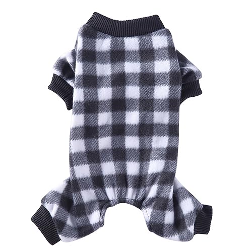 KINLYBO Hunde-Pyjama, lässiger Pullover, Overall, Plüsch, weich, warm, Bademantel für Haustiere, Winterkleidung, Schwarz-Weiß, Größe M von KINLYBO