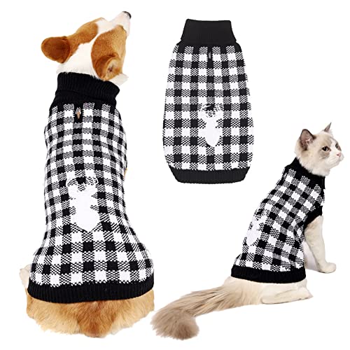 KINLYBO Hunde-Weihnachtspullover, gestrickte Weihnachts-Rentier-Urlaub, Haustier-Katzenpullover, Winterkleidung, Kostüme für kleine bis mittelgroße Hunde und Katzen, L von KINLYBO