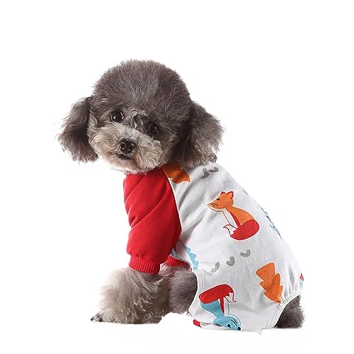 KINLYBO Hundebekleidung Herbst Winter weich warm Homewear Onesie Pullover für kleine Haustiere Pjs Fuchs XL von KINLYBO