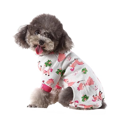 KINLYBO Hundebekleidung Herbst Winter weich warm Homewear Onesie Pullover für kleine Haustiere Pjs Rosa Grün XS von KINLYBO