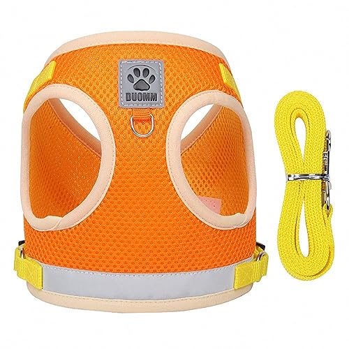 KINLYBO Hundegeschirr, reflektierend, atmungsaktiv, Netzgewebe, bequem, für Spaziergänge im Freien, Orange, XL von KINLYBO