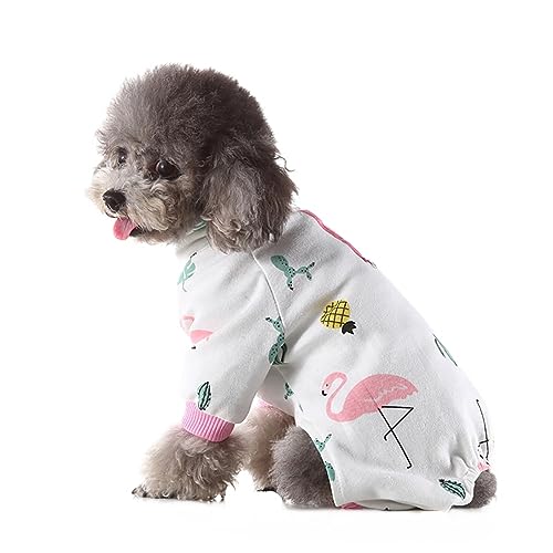 KINLYBO Hundekleidung Herbst Winter weich warm Homewear Onesie Pullover für kleine Haustiere Pjs Rosa Weiß XL von KINLYBO