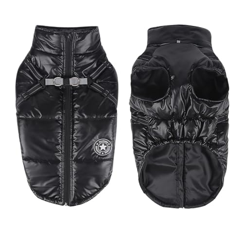 KINLYBO Hundemantel, wasserdicht, verstellbar, mit PP-Baumwolle, gefüttert, warme Jacke für Welpen, Größe M, Schwarz KINLYBO Hundemantel, wasserdicht, verstellbar, mit PP-Baumwolle, gefüttert, warme Jacke für Welpen, Größe M, Schwarz von KINLYBO