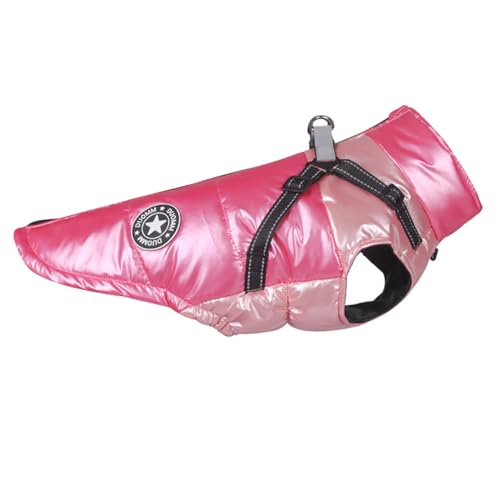 KINLYBO Hundemantel, wasserdicht, verstellbar, mit PP-Baumwolle, gefüttert, warme Jacke für Welpen, Größe M, große Haustiere, Rosa, XL von KINLYBO