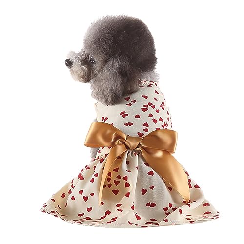 KINLYBO Kleid für Welpen, Hunde, Prinzessin, Hochzeit, Abendkleid, Tutu, mit Schleife, cremefarben, Größe S von KINLYBO