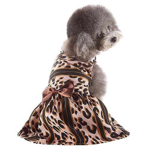 KINLYBO Kleid für Welpen, Hunde, Prinzessin, Hochzeit, Abendkleid, Tutu mit Schleife, Leopardenmuster, Größe S von KINLYBO