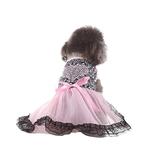 KINLYBO Kleid für Welpen, Hunde, Prinzessinnenkleid, Tutu, mit Schleife, Rosa, Größe XS von KINLYBO