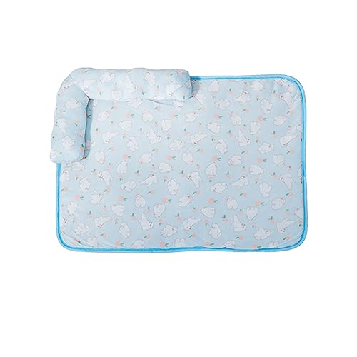 KINLYBO Kühlmatten für Haustiere, Eisseide, Kältepads, Cartoon-Muster, für Hunde, Katzen, Bett mit Kissen, Blau, Größe S KINLYBO Kühlmatten für Haustiere, Eisseide, Kältepads, Cartoon-Muster, für Hunde, Katzen, Bett mit Kissen, Blau, Größe S von KINLYBO