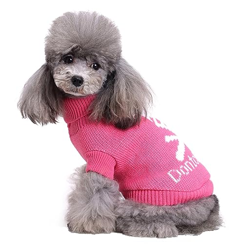 KINLYBO MYD35A Weihnachtspullover für Welpen, mit Schneeblume, atmungsaktiv, Größe XXL, Rosa von KINLYBO