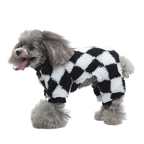 KINLYBO Pets Dogs Homewear Schlafanzug, Flanell, atmungsaktiv, Einteiler, für Welpen, Winter-Pyjama, schwarz-weiß, Größe M von KINLYBO