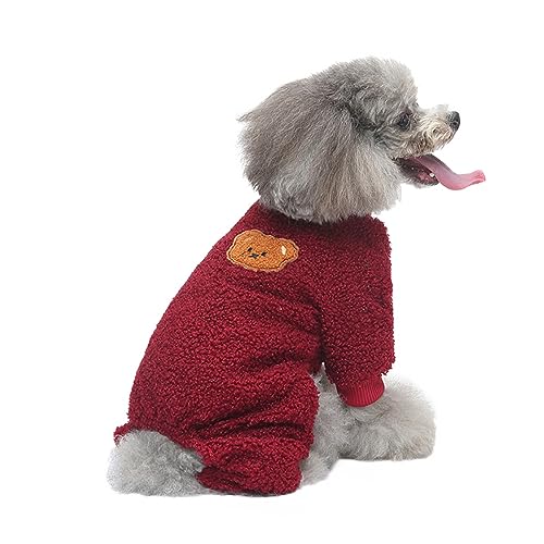 KINLYBO Pets Dogs Homewear Schlafanzug, Flanell, atmungsaktiv, für Welpen, Winter, Größe XS, Rot KINLYBO Pets Dogs Homewear Schlafanzug, Flanell, atmungsaktiv, für Welpen, Winter, Größe XS, Rot von KINLYBO