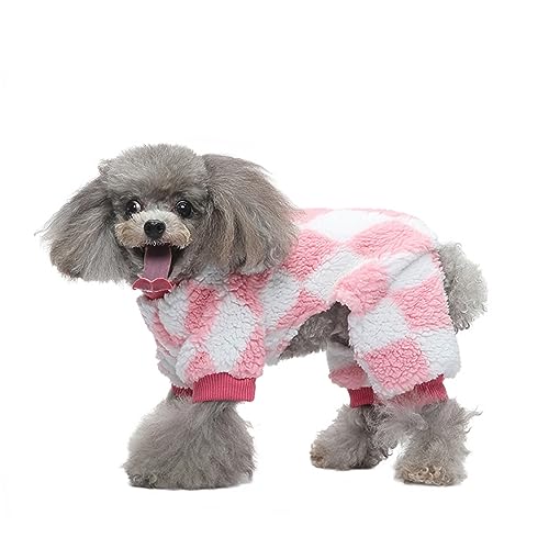 KINLYBO Pets Dogs Homewear Schlafanzug, Flanell, atmungsaktiv, für den Winter, Größe XS, Rosa / Weiß von KINLYBO