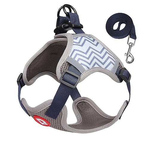KINLYBO Pets Harness Breathable Reflective Vest Harnesses with Pull for Puppy Dogs Cats Gray XL von KINLYBO