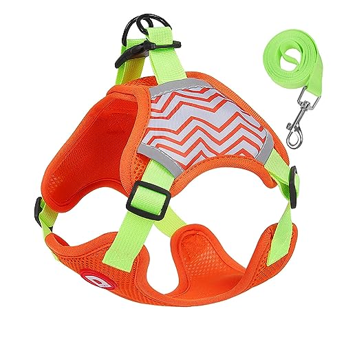 KINLYBO Pets Harness Breathable Reflective Vest Harnesses with Pull for Puppy Dogs Cats Orange M KINLYBO Pets Harness Breathable Reflective Vest Harnesses with Pull for Puppy Dogs Cats Orange M von KINLYBO