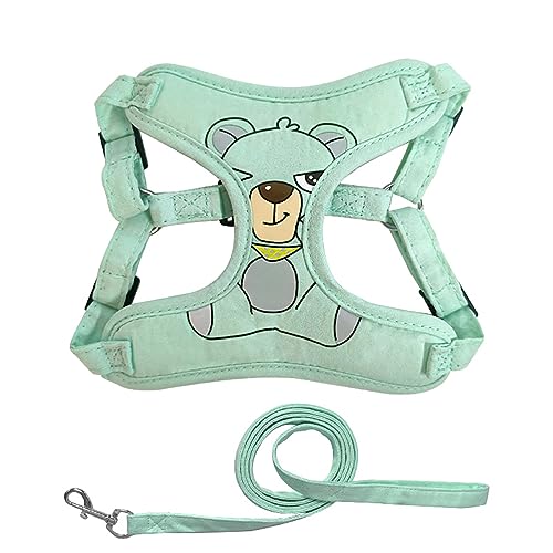 KINLYBO Pets Harness Suede Puppy Chest Strap with Traction Rope for Small Dogs Cats Walking Green S von KINLYBO