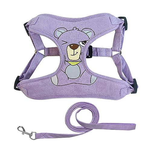 KINLYBO Pets Harness Suede Puppy Chest Strap with Traction Rope for Small Dogs Cats Walking Purple L von KINLYBO